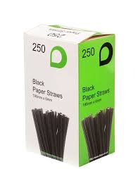 Straw - Premium Black Paper 195x6mm - pack of 5,000