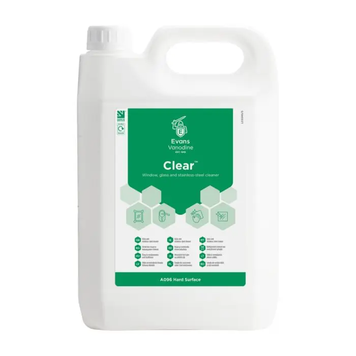 Evans Clear Stainless Steel, Window and Glass Cleaner 5 Litre