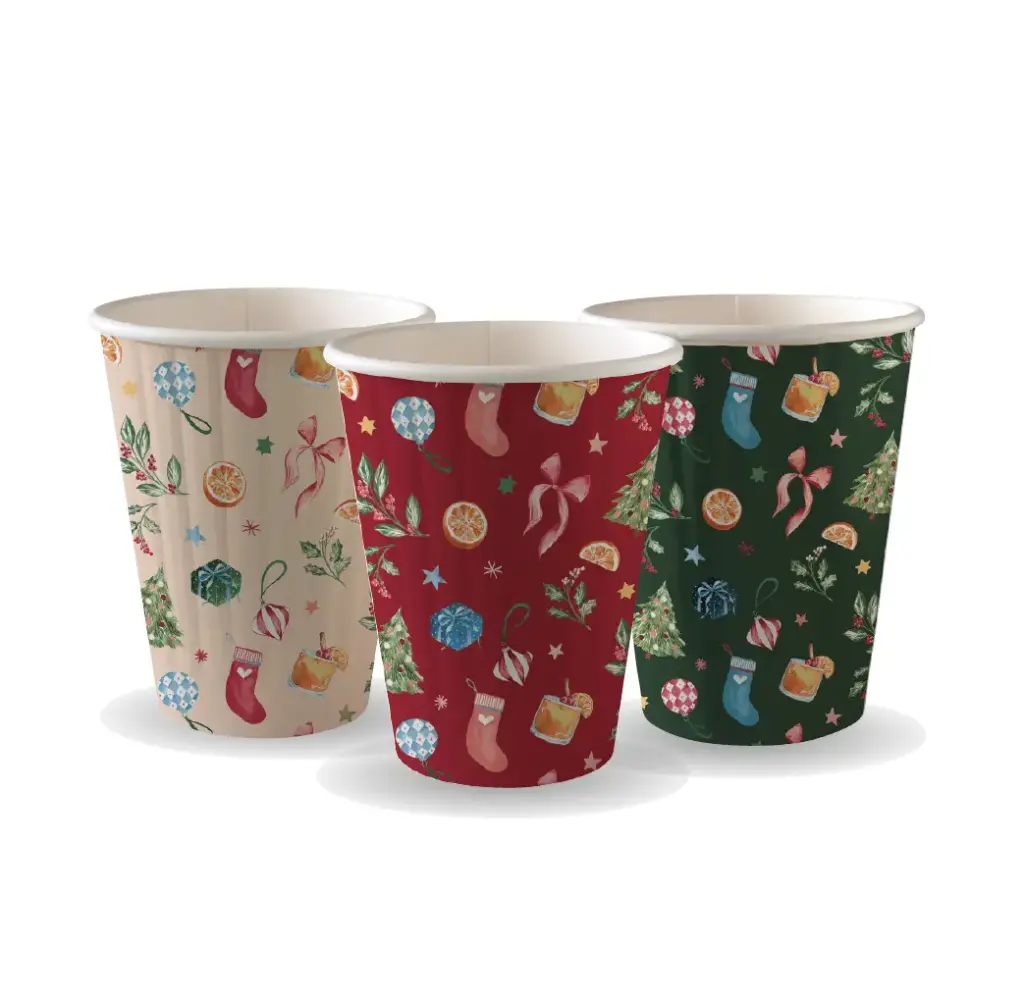 8oz Double Wall Christmas Series Bio Cups - 500 cups
