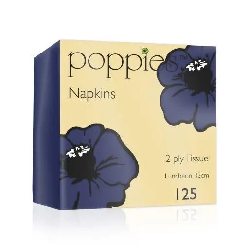 Poppies Blue Lunch Napkin 32180-Blue 33x33cmx20 pack 
