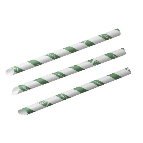 Bubble Tea Straw - Premium green/white paper 12mm - pack of 100  
