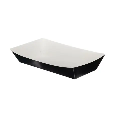 Tray Rectangular Medium Food Tray Black 7.6" x  3.3"- Pack of 500