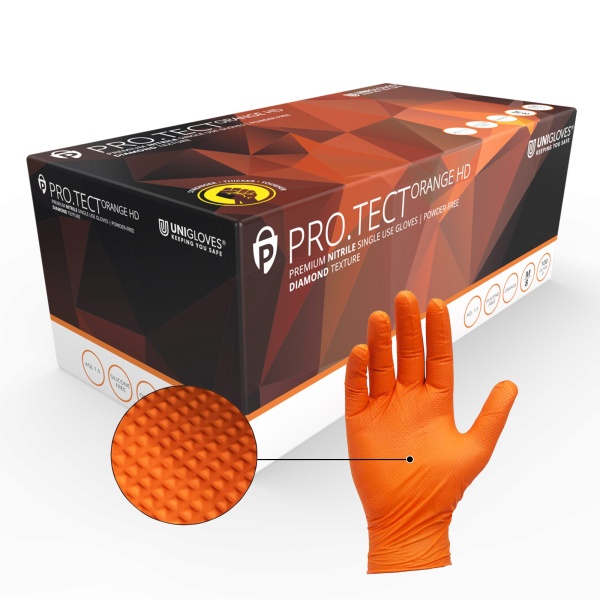 Orange Nitrile Unigloves Box of 100