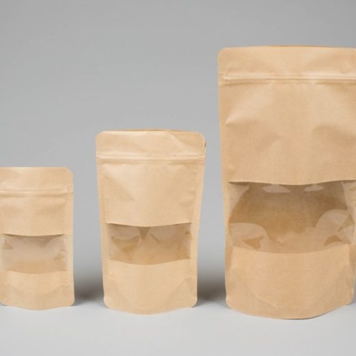 [KSUB250] Window Stand up Pouch Kraft 160x80x270mm x 1000