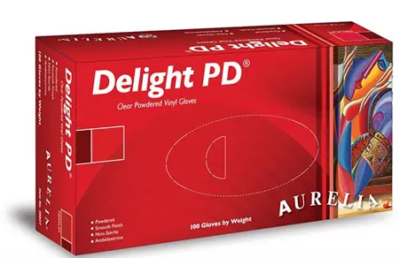 Aurelia Delight Clear Vinyl Powdered Gloves