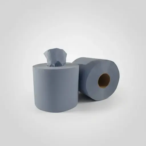 [DPBR060] Blue Paper Centrefeed Roll Embossed 120m (Pack of 6) 