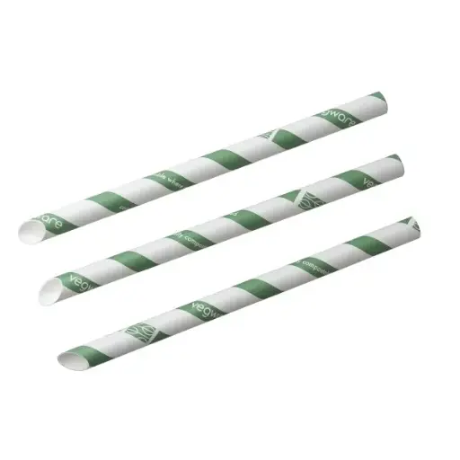 [VPBS012] Bubble Tea Straw - Premium green/white paper 12mm - pack of 100  