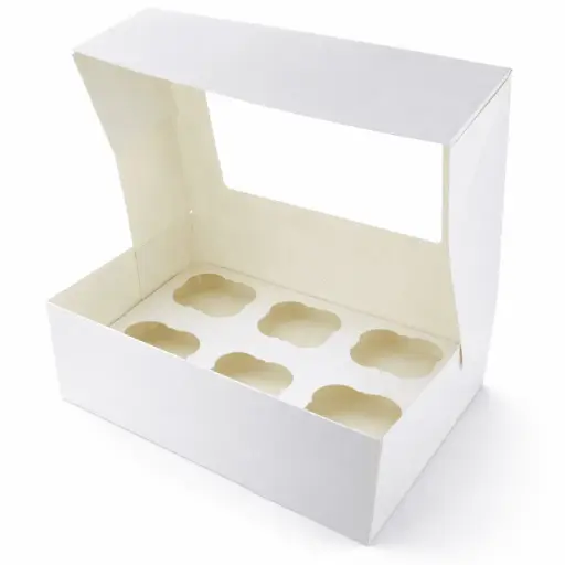 [CDCC006] Cup Cake Box (six cakes) x 100  White 